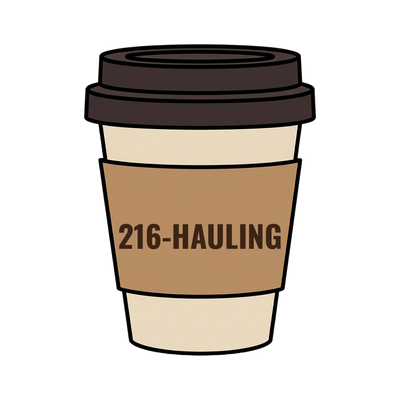 216-HAULING on a coffee cup