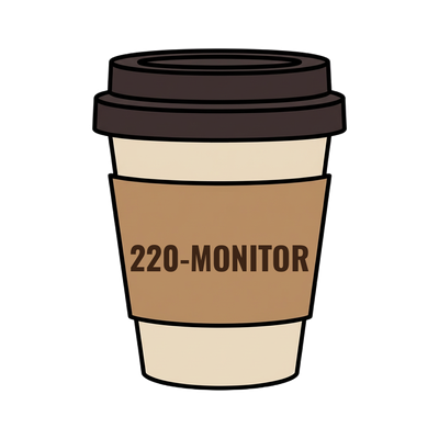 220-MONITOR on a coffee cup