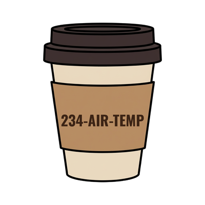 234-AIR-TEMP on a coffee cup