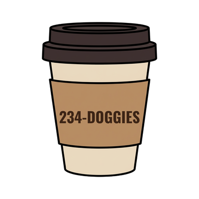 234-DOGGIES on a coffee cup