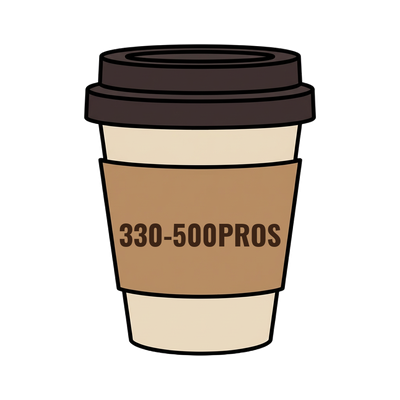 330-500PROS on a coffee cup
