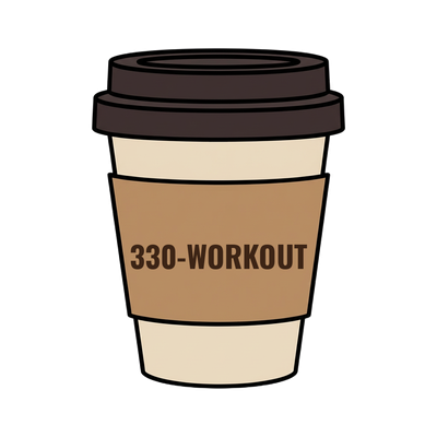 330-WORKOUT on a coffee cup