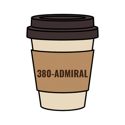 380-ADMIRAL on a coffee cup
