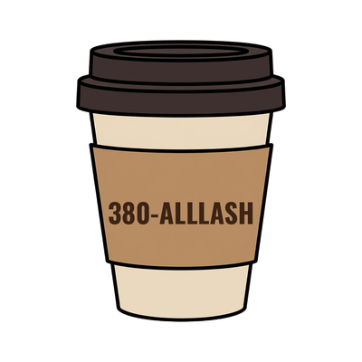 380-ALLLASH on a coffee cup