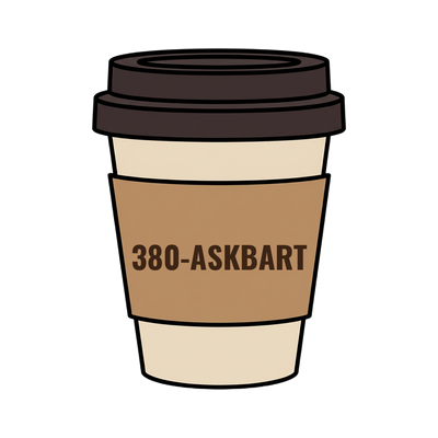 380-ASKBART on a coffee cup