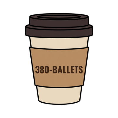 380-BALLETS on a coffee cup