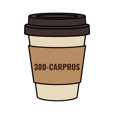 380-CARPROS on a coffee cup