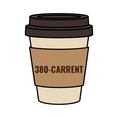 380-CARRENT on a coffee cup
