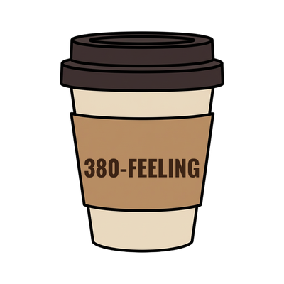 380-FEELING on a coffee cup