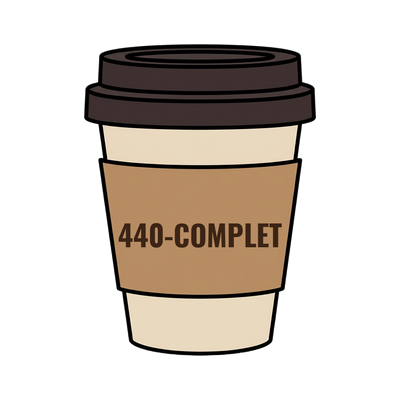 440-COMPLET on a coffee cup