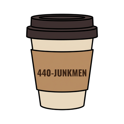 440-JUNKMEN on a coffee cup