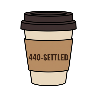 440-SETTLED on a coffee cup