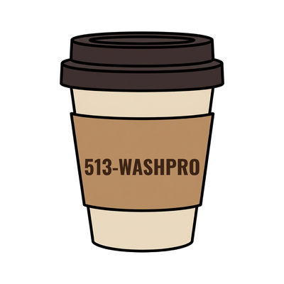 513-WASHPRO on a coffee cup