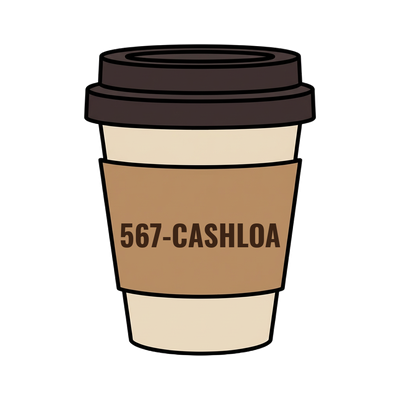 567-CASHLOA on a coffee cup