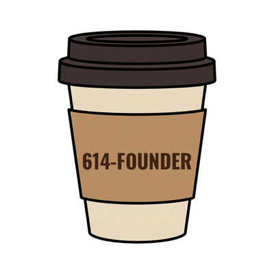 614-FOUNDER on a coffee cup
