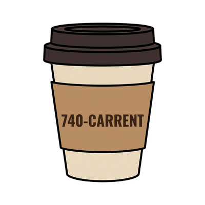 740-CARRENT on a coffee cup