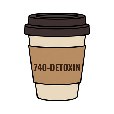 740-DETOXIN on a coffee cup