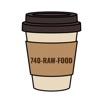 740-RAW-FOOD on a coffee cup