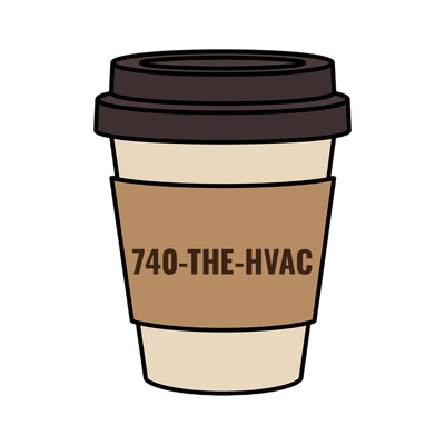 740-THE-HVAC on a coffee cup
