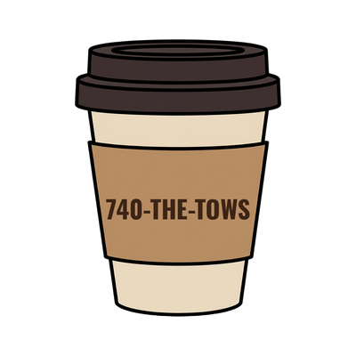 740-THE-TOWS on a coffee cup