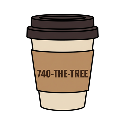 740-THE-TREE on a coffee cup