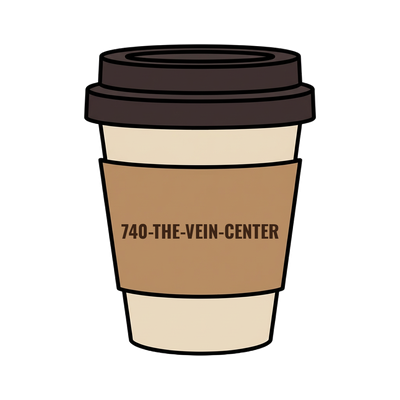 740-THE-VEIN-CENTER on a coffee cup