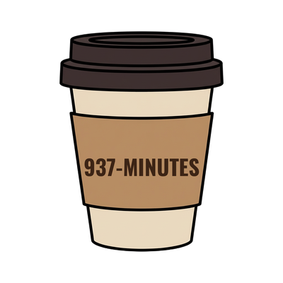 937-MINUTES on a coffee cup