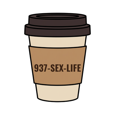 937-SEX-LIFE on a coffee cup